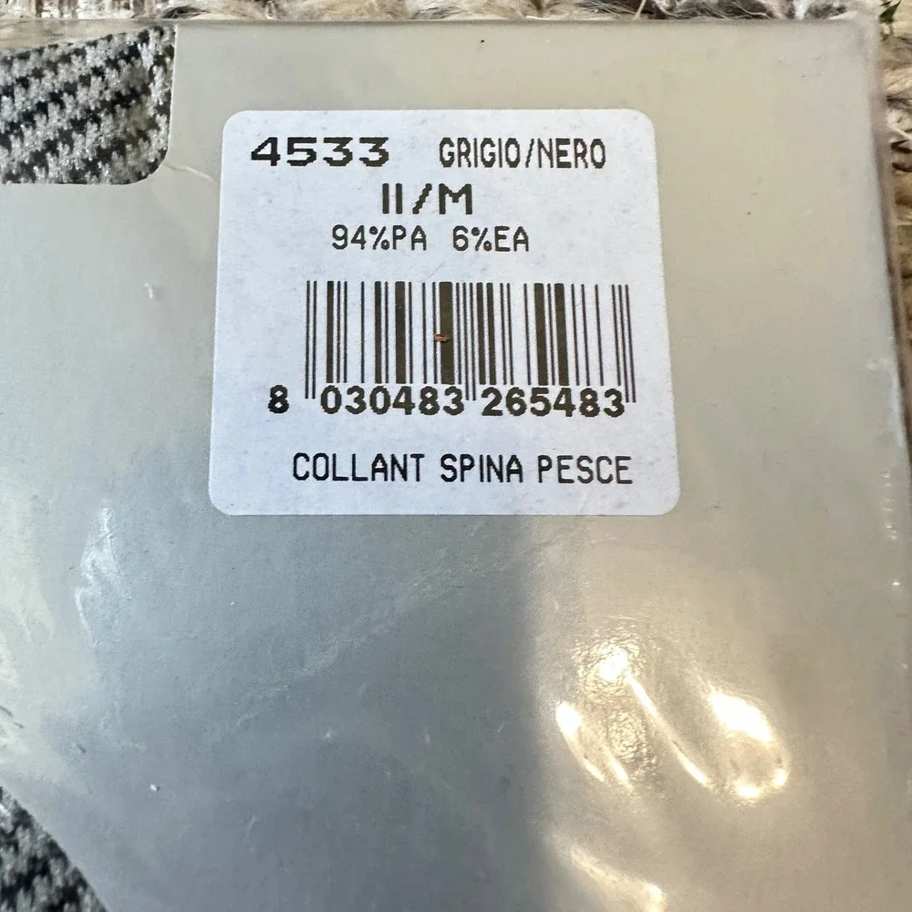Pierre Mantoux Tights Herringbone Grey Black 90s Italian Deadstock Medium NIP